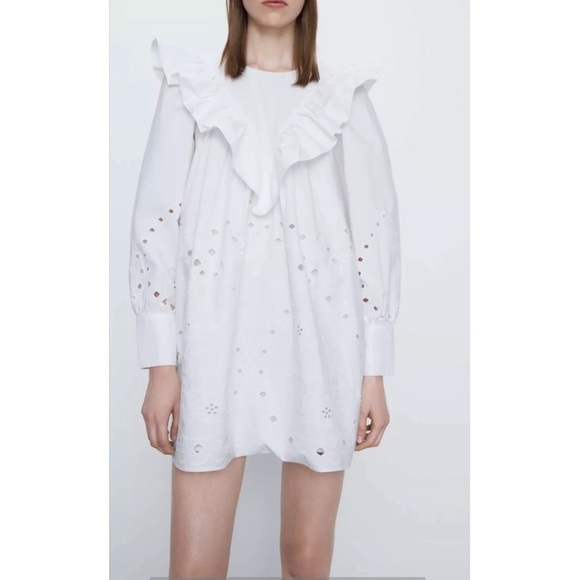 Zara Ruffled Openwork Embroidery Dress - Picture 10 of 11
